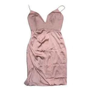 Stylestalker Pink Avianna Front Slit Faux Wrap Slip Dress M